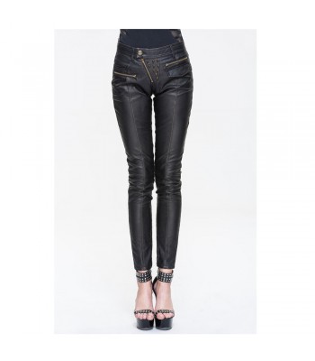 Women Gothic Pants Pu Leather Black Slim Fit Casual Tight Trousers